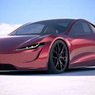 Red Tesla PC wallpaper