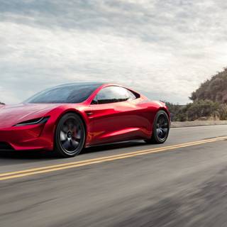 Red Tesla PC wallpaper