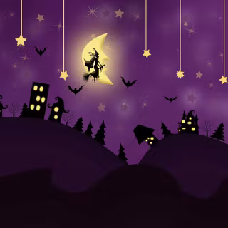 Purple Halloween aesthetic computer wallpaper