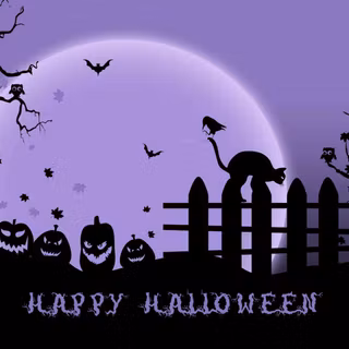 Purple Halloween aesthetic computer wallpaper