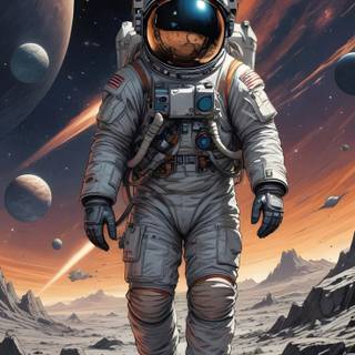 Astronaut near planet wallpaper