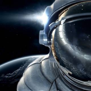 Astronaut near planet wallpaper