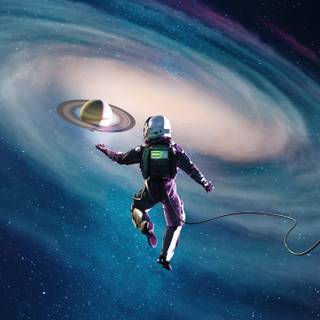 Astronaut near planet wallpaper