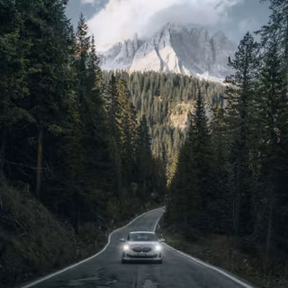 Driving car on the road wallpaper