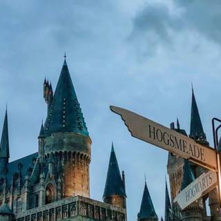 Cute winter Hogwarts castle wallpaper