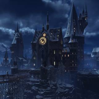 Cute winter Hogwarts castle wallpaper