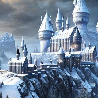 Cute winter Hogwarts castle wallpaper