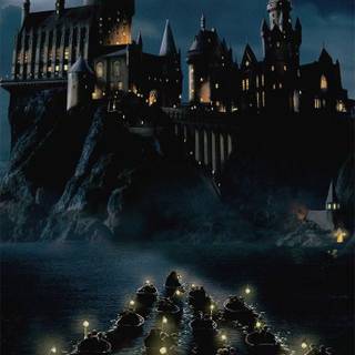 Cute winter Hogwarts castle wallpaper