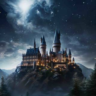 Cute winter Hogwarts castle wallpaper
