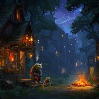 Forest hut wallpaper