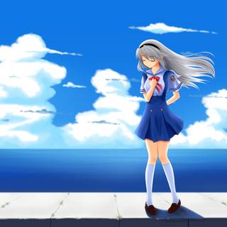 Computer summer anime wallpaper