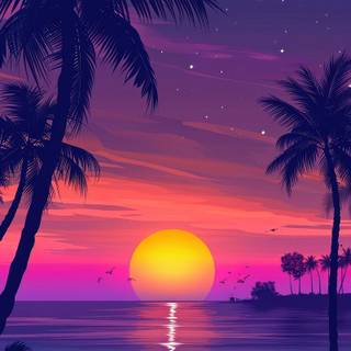 Summer beach purple wallpaper