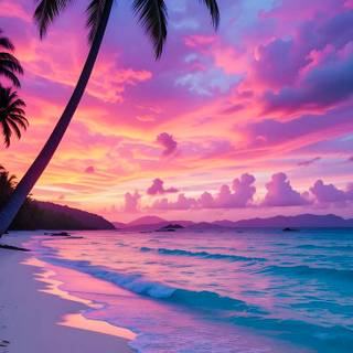 Summer beach purple wallpaper