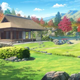 Anime house autumn wallpaper