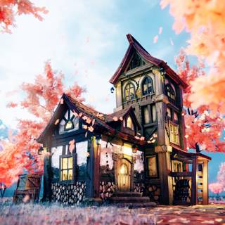 Anime house autumn wallpaper