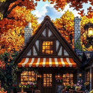 Anime house autumn wallpaper