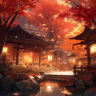 Anime house autumn wallpaper