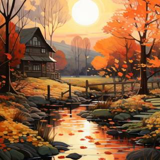 Anime house autumn wallpaper