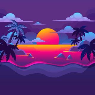 Summer beach purple wallpaper