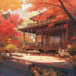 Anime house autumn wallpaper
