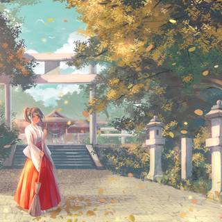 Anime house autumn wallpaper