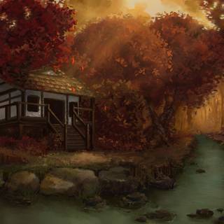 Anime house autumn wallpaper