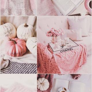 Pink autumn aesthetic wallpaper