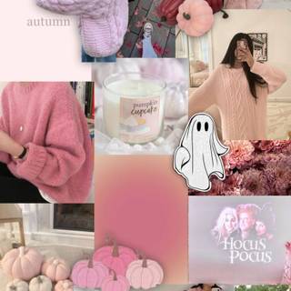 Pink autumn aesthetic wallpaper