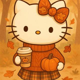 Cut autumn cats wallpaper