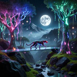 Blue Cyberpunk panther wallpaper