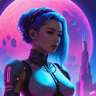 Anime neon girl wallpaper