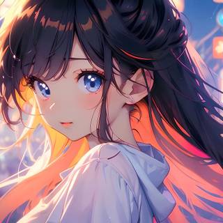 Anime neon girl wallpaper