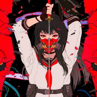 Anime neon girl wallpaper