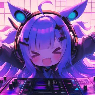 Anime neon girl wallpaper