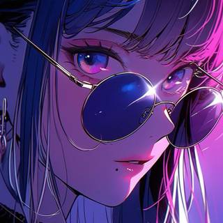 Anime neon girl wallpaper