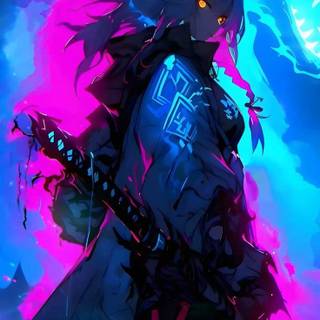 Anime neon girl wallpaper