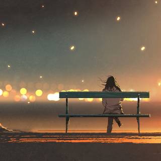 Sitting alone wallpaper