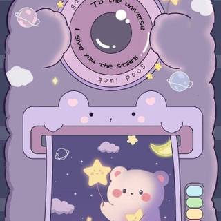 Cute pink galaxy bears wallpaper