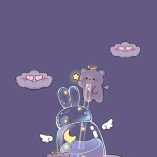 Cute pink galaxy bears wallpaper