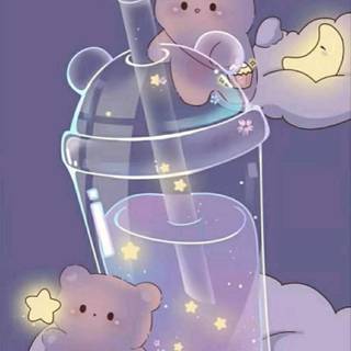 Cute boba galaxy bears wallpaper