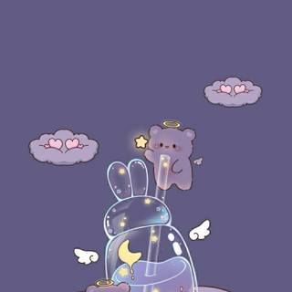 Cute boba galaxy bears wallpaper