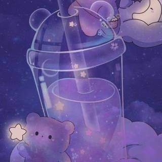 Cute boba galaxy bears wallpaper