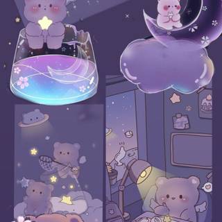 Cute boba galaxy bears wallpaper
