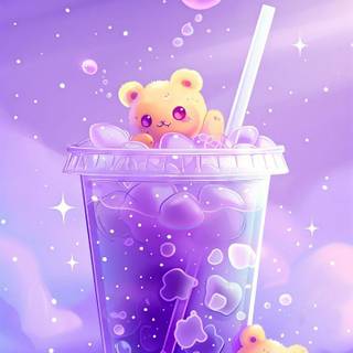 Cute boba galaxy bears wallpaper