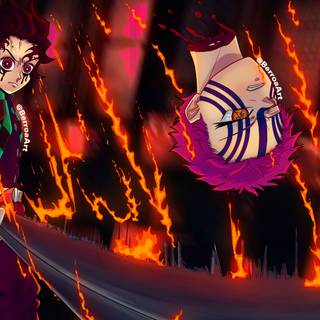 Tanjiro vs Akaza wallpaper