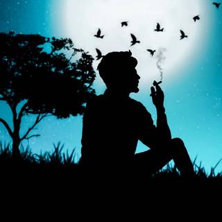 Alone smoking wallpaper