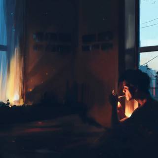 Alone smoking wallpaper