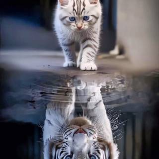 Cat and tiger wallpaper