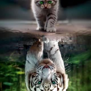 Cat and tiger wallpaper