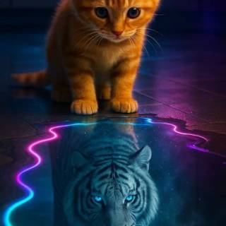 Cat and tiger wallpaper